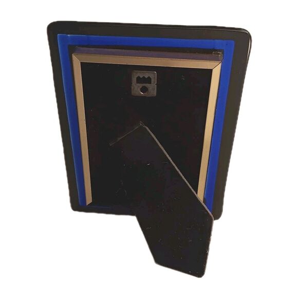 Art Deco Cobalt Blue And Black Glass Rectangle Tabletop Picture Photo Frame - Picture 3 of 13